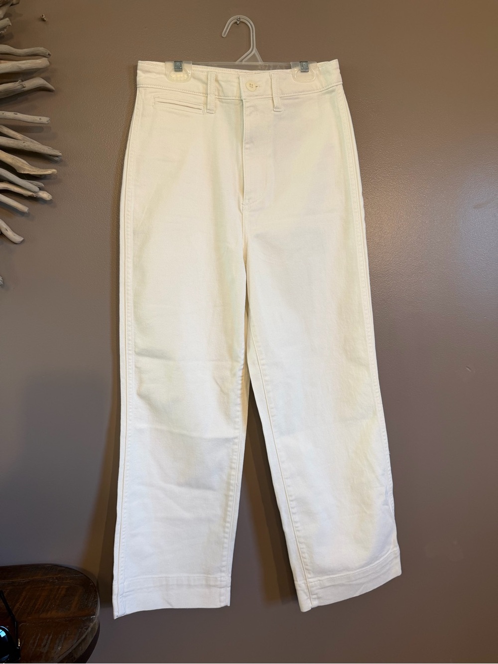 Cream colored Quince Jeans